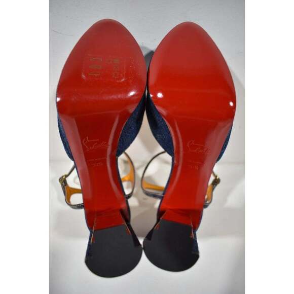 Christian Louboutin Coluna Pump 130 Denim Blue Ankle Strap Platform Heel 36.5 - Picture 12 of 12